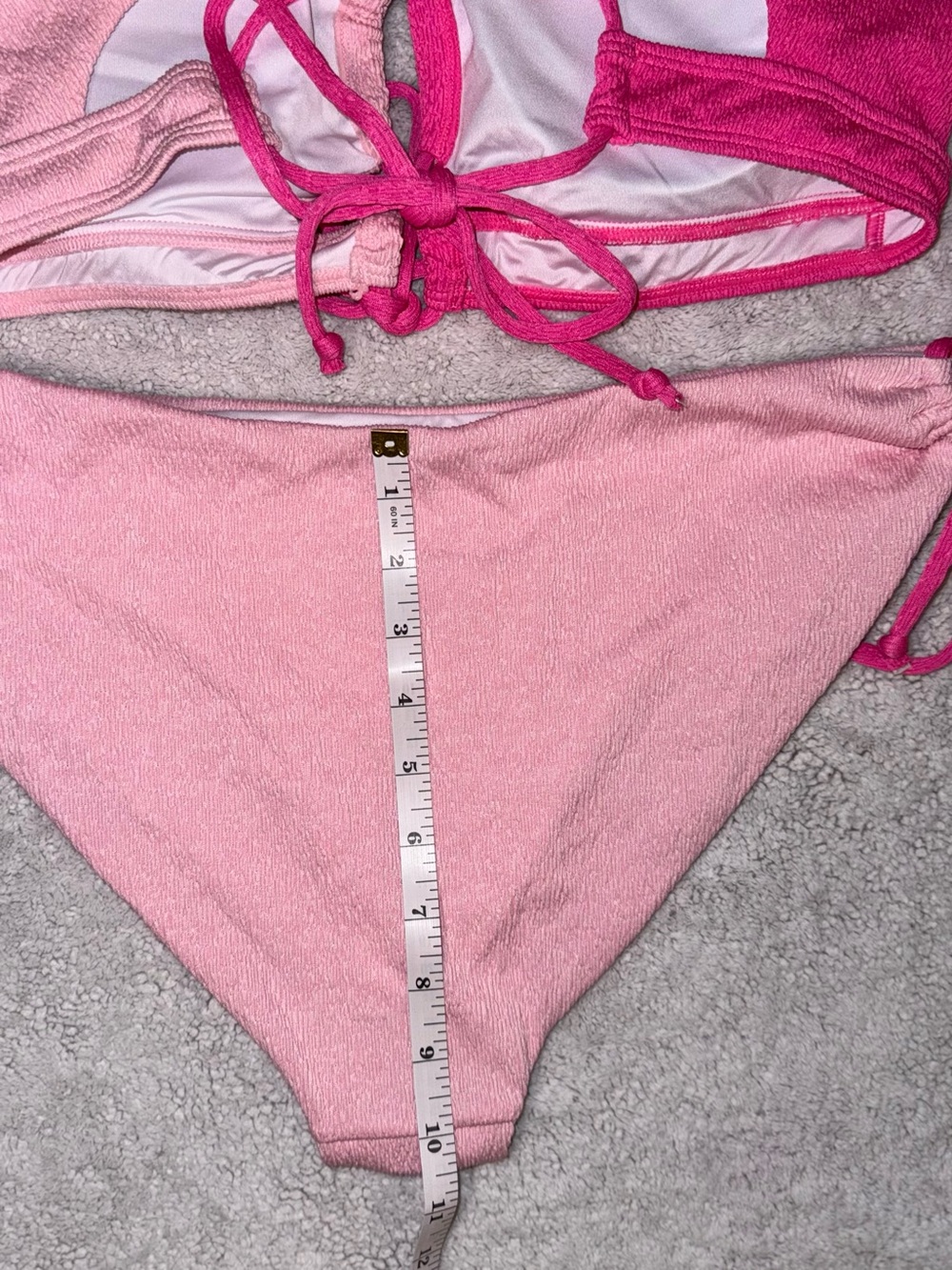 B2prity Two Tone Pink Bikini Set Textured Halter Tie Side Swimwear NWT - Picture 6 of 8